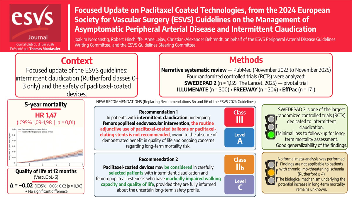Focused Update on Paclitaxel Coated Technologies, from the 2024 European Society for Vascular Surgery (ESVS) Guidelines on the Management of Asymptomatic Peripheral Arterial Disease and Intermittent Claudication