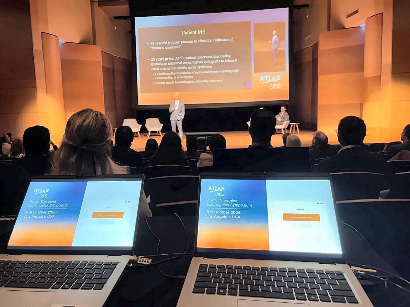 Welcome desk and live presentation during the ATLAS-PVI Aortic symposium